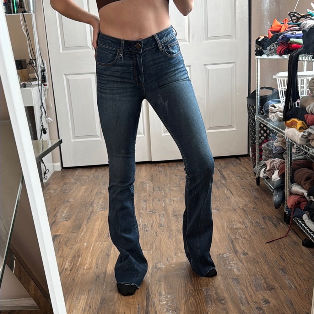 Women's Dark Blue Jeans Bell Bottom